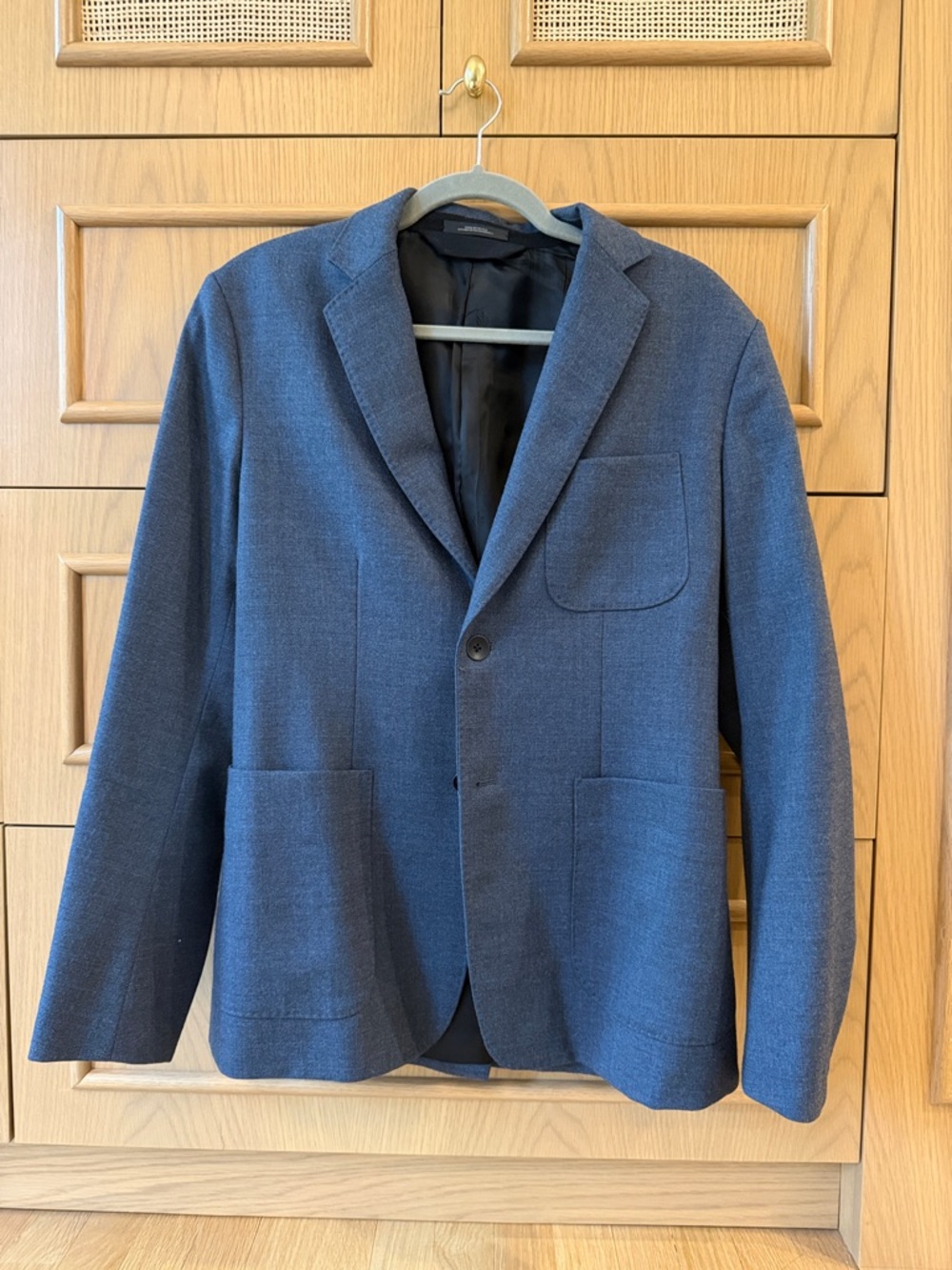Men's Navy Blue Gray Single-Breasted Blazer